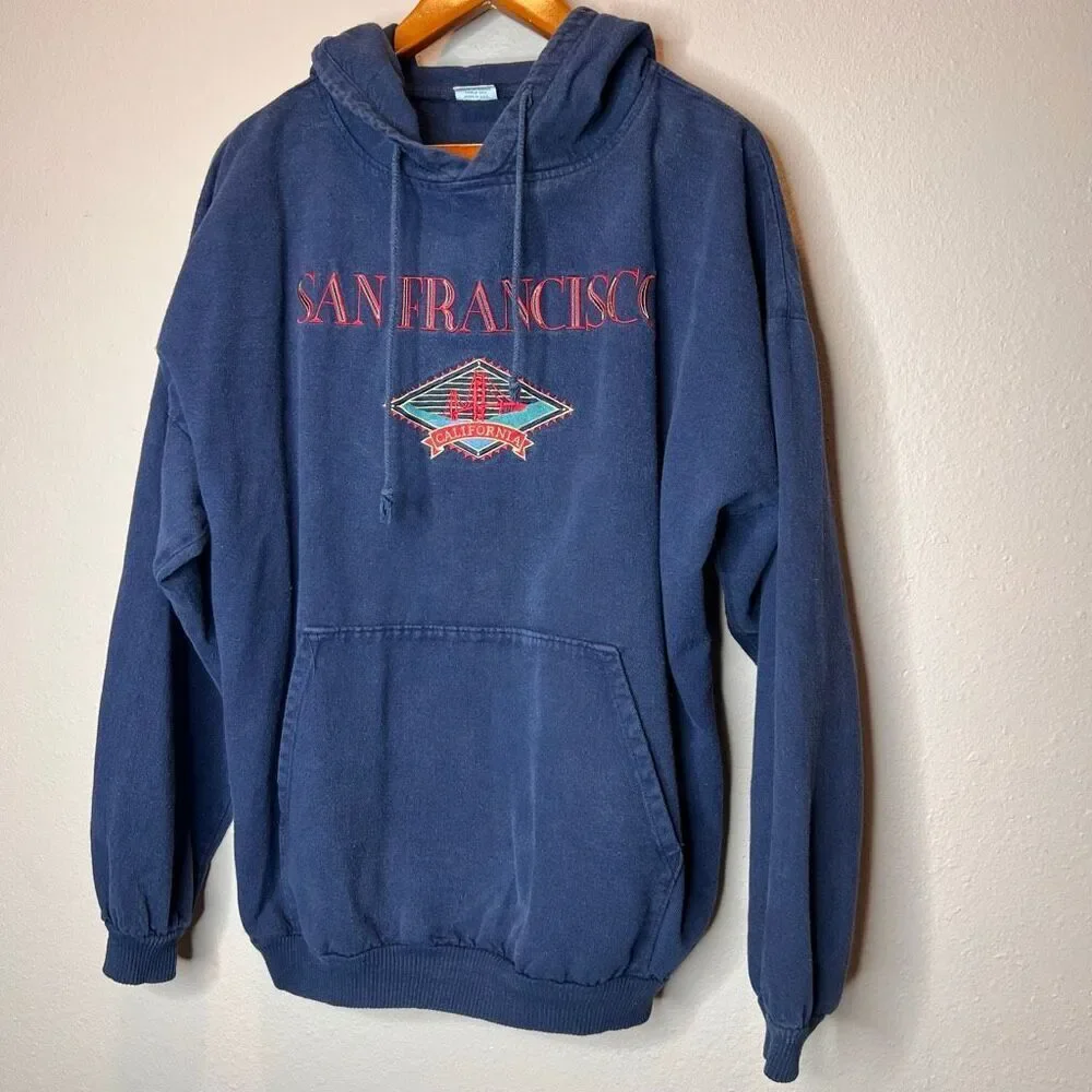vintage 90s San Francisco California embroidered hoodie by the brand Crazy Shirt